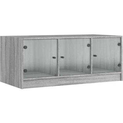 Image of vidaXL Coffee Table with Glass Doors Grey Sonoma 102x50x42 cm