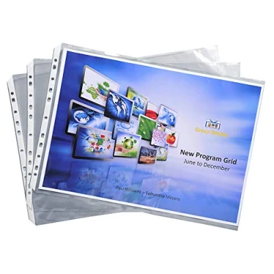 Image of Exacompta Ref 5934E Exactive PP Punched Pockets Suitable for A3 Documents, Landscape Orientation, 0.55mm Polypropylene, Pre Left Tabs Bag of 10