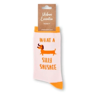 Image of Urban Eccentric Unisex What A Silly Sausage Socks Gift 1 Pair Cotton Rich Premium Novelty Gifts (LADIES 4 8)