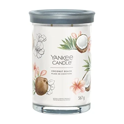 Image of Yankee Candle Signature Scented Coconut Beach Large Tumbler with Double Wicks Soy Wax Blend Long Burning Perfect Gifts for Women