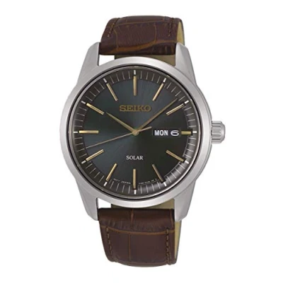Image of Seiko Men&#039;s Analog Solar Watch with Leather Strap SNE529P1