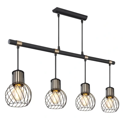 Image of Argusto Bar Pendant Ceiling Light Matt Black 4x E27