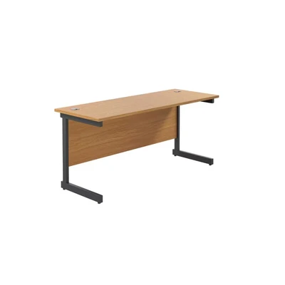 Image of Jemini Rectangular Single Upright Cantilever Desk 1600x600x730mm Nova Oak/Black KF810841