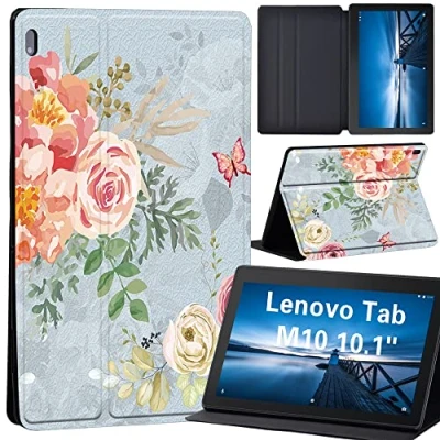 Image of Case for Lenovo Tab M10 TB X605F/ X605L/ X505F/ X505L Leather Tri Fold Stand Cover 10.1 Inch Tablet, (vintage floral paint)