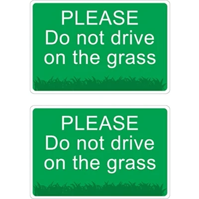 Image of the Signal Range Pack of 2 rigid plastic signs 300mm x 200mm 3mm with rounded corners Please do not drive on grass