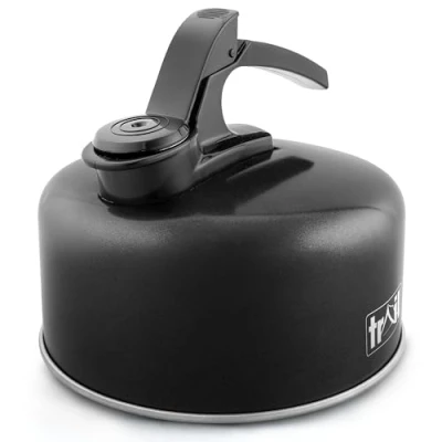 Image of Trail 2L Whistling Kettle, Lightweight Durable Aluminium, Rust Resistant, Easy Pour Whistle Spout, Heat Resistant Handle, Fast Boil Stove Top Travel Outdoor Hiking Backpacking, 0.25kg (Black)