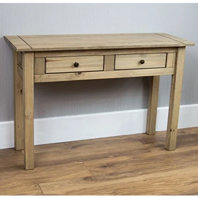 Image of Vida Designs Panama Console Table 2 Drawer Natural Oak Wax Finish Furniture