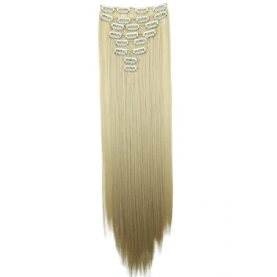Image of CAISHA XXL 24&quot; 8 Pieces Set Clip In Extensions Hair Extension Hairpiece Straight Platinum Blond CES5