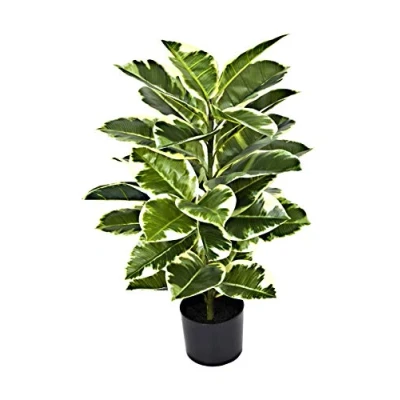 Image of GreenBrokers Artificial Real Touch Rubber Plant Lifelike Indoor Faux in Pot Maintenance Free Vibrant Foliage Perfect for Home &amp; Office Decor (98cm)