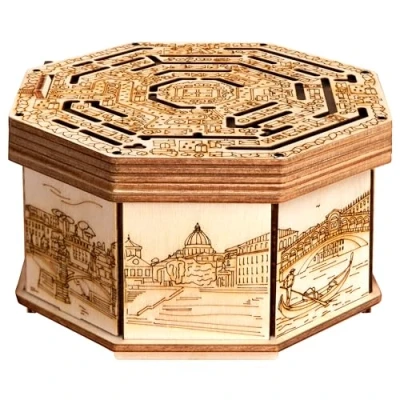 Image of ESC WELT Wooden Secret Maze Box Creative Gift for Money, Vouchers, Cards 3D Game Riddle Teens and Adults Puzzle