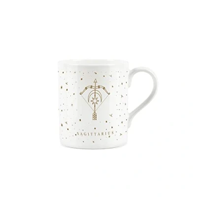 Image of Purely Home Sagittarius Gold Star Sign Mug Small Fine Bone China White Coffee/Tea Present Zodiac Gift