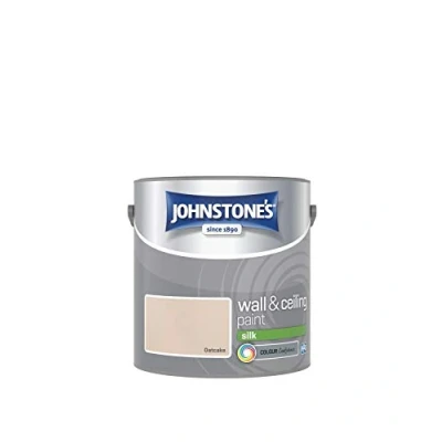 Image of Johnstone&#039;s Wall &amp; Ceiling Paint Oatcake Silk Finish Emulsion Fantastic Coverage Easy to Apply Dry in 1 2 Hours 12m2 per Litre 2.5L