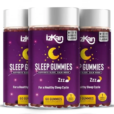 Image of Pro Sleep Gummies for Adults Magnesium, L Theanine, 5 HTP, Valerian Root, Passionflower Extract, Glycine, Chewable Supplement Aid Calm Mood Vegan 180 Berries Flavour (3)