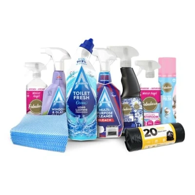 Image of 9 Piece Sunday Blitz Cleaning Bundle All in One Home Kit Perfect for Kitchen Bathroom Windows &amp; General Surfaces