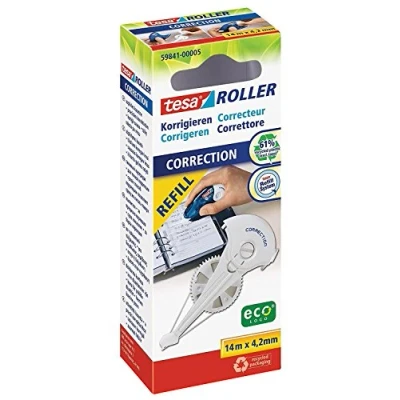 Image of tesa Eco Friendly Correction Roller ecoLogo for precise correcting and rewriting, easy to use,14m:4.2mm, refill system
