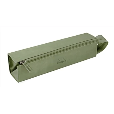 Image of RHODIA 319032C pencil case Rhodiarama Celadon 23x5x5 cm Flat opening for use as a box Faux leather Storage pens, pencils, markers, small supplies