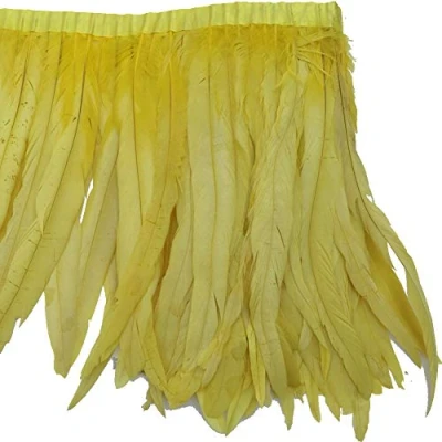 Image of Sowder Rooster Hackle Feather Fringe Trim 10 12inch in Width Pack of 1 Yard(Yellow)