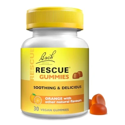 Image of Rescue Day Gummies (30 Pack), Supports Normal Mental Performance, Orange Flavour, Flower Essences, Alcohol Free Vegan Gummies, Pack of 30