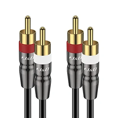 Image of J&amp;D 2 RCA to Cable, Copper Shell Gold Plated 2RCA Male Stereo Audio 0.9 Meter