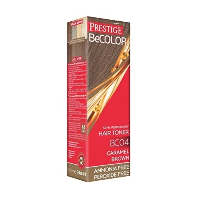 Image of VIPs Prestige Semi permanent Hair Dye Caramel Brown BC04 Becolor No Peroxide &amp; Ammonia Toner Colour for Women with Nettle Extract Temporary 100 ML