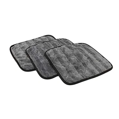 Image of The Rag Company Gauntlet Drying Towel (3 Pack) 70/30 Blend Korean Microfiber, Designed to Dry Vehicles Faster, More Thoroughly &amp; Gently Than Others, 900gsm, 12in x 12in, Grey