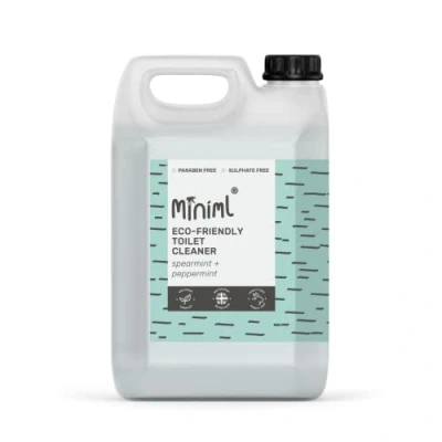 Image of Miniml Eco Toilet Cleaner Spearmint &amp; Peppermint 5L Refill All Natural Limescale Remover, Descaler and Heavy Duty Rim Bowl Cleaning Liquid Antibacterial Bleach 100% Vegan Cruelty Free