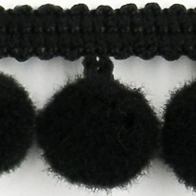 Image of HomeBuy 1M POM BOBBLE TRIM FRINGE MEDIUM SIZE 10mm 20 colours (per metre) BLACK #B