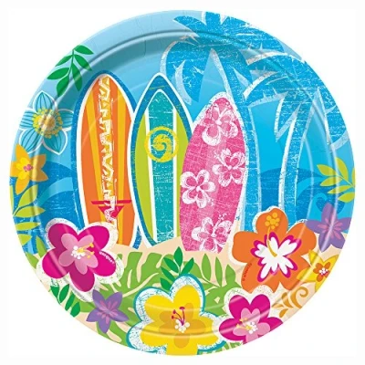 Image of Unique Party 48254 17.1 cm Hawaiian Beach Plates, Pack of 8