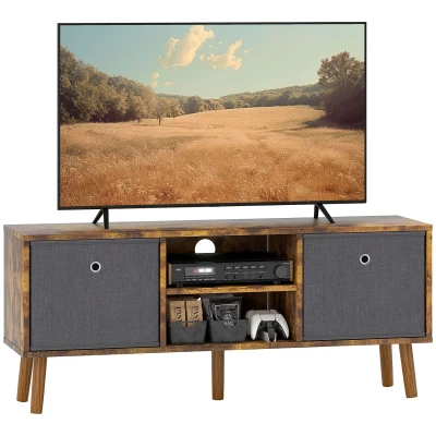 Image of HOMCOM TV Cabinet Stand Unit for TVs up to 50&quot; Flat Screen with Foldable Drawers and Shelves, Entertainment Centre Living Room, Bedroom Rustic Brown