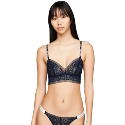 Image of Tommy Jeans Women&#039;s Unlined Soft Bralette Uw0uw05157 Other Bras, Dark Night Navy, M