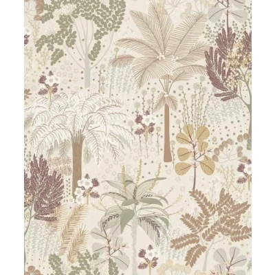 Image of GrandecoLife Premium Quality Vinyl Wallpapers for Bedroom, Kitchen, Dining Room with Jungle Motif; Washable, Removable, Eco Aware wallcovering Proudly Made in Belgium 53 cm x 10 m (Beige)
