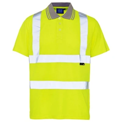 Image of SuperTouch Men&#039;s Bird Eye Polo Shirts Hi Vis Visibility Short Sleeve Yellow XX Large