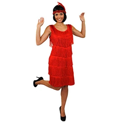 Image of I Love Fancy Dress ILFD4576XL Ladies Deluxe Flapper with Matching Headpiece, Red, X Large