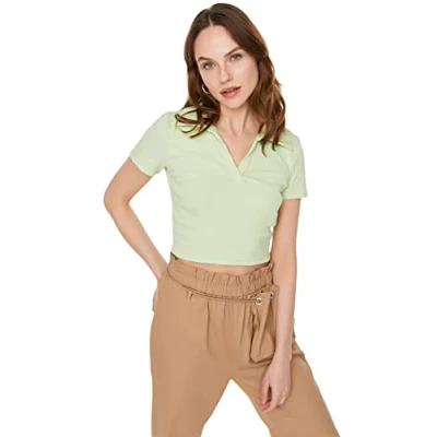 Image of Trendyol FeMan Slim fit Basic Polo Neck Knit Blouse Mint