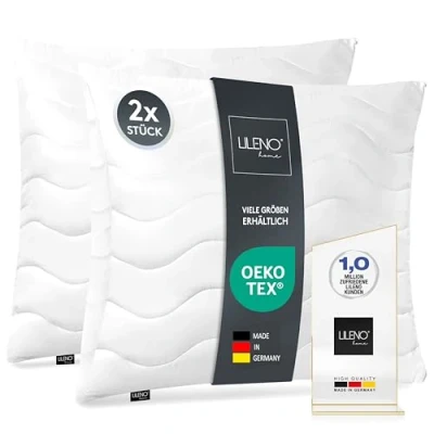 Image of LILENO HOME Pillow 60 x cm [Set of 2] as Cushion Filling, Bed or Decorative with Zip for Adjustment, Washable up to 95C, Sofa &amp; Couch /