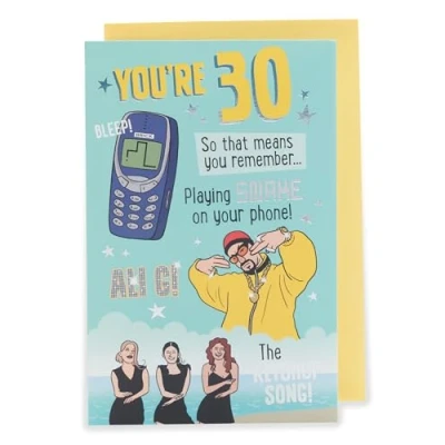 Image of UK Greetings 30th Birthday Card for Him/Her/Friend Nostalgic Design