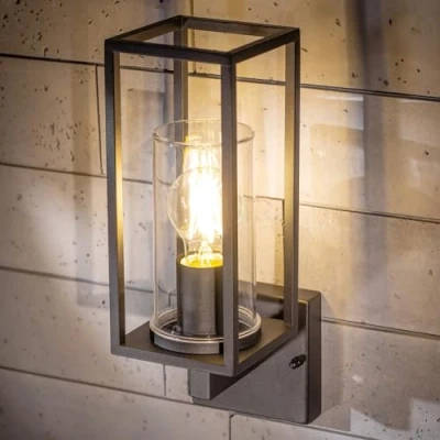 Image of CGC Lighting Outdoor Outside Wall Light Black Modern, E27 Bulb, Mains Powered, Garden, Porch, Patio (Black Up)