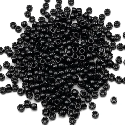 Image of Gxueshan 1000 Pcs Acrylic Black Pony Beads 6x9mm Bulk for Friendship Bracelet Necklace Jewelry Making Earring Hair Braiding