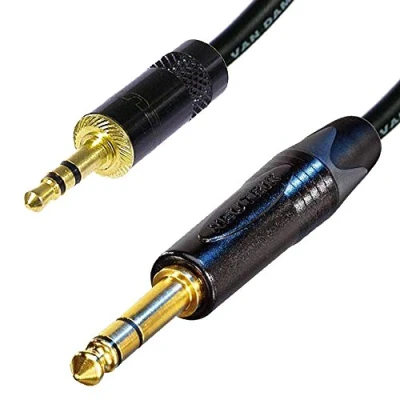 Image of Stereo Mini Jack to Lead. 3.5mm 6mm Cable. Ipod Amplifier (5m, Black)