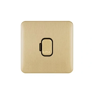 Image of Schneider Electric Lisse Screwless Deco Unswitched Single Fused Connection Unit, 13A, GGBL5000BSB, Satin Brass with Black Insert