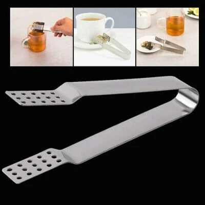 Image of Tea Bag Tongs TEABAGS Squeezer Strainer ICE Cube Mini Stainless Steel