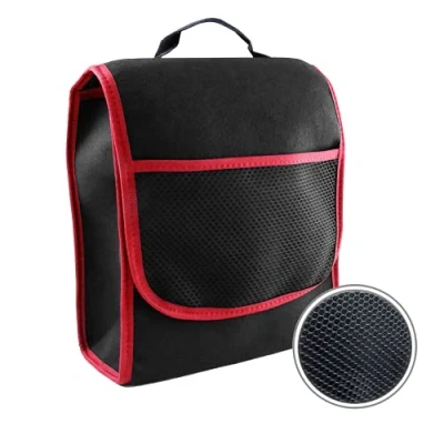 Image of Car Boot Bag Small made of durable Felt Organiser Tool Storage with Hook &amp; Loop Fastener L&amp;P A0117 7 (Black Red)