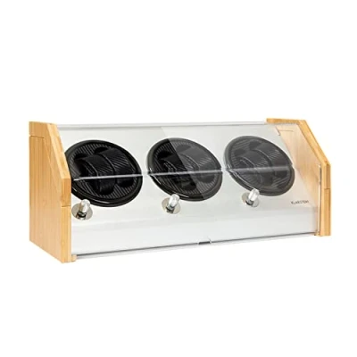 Image of KLARSTEIN Garonne 4 Watch Winder for Automatic Watches with 2 Rotating Plates Watches, 3 speeds, Rotation Modes, Bamboo case