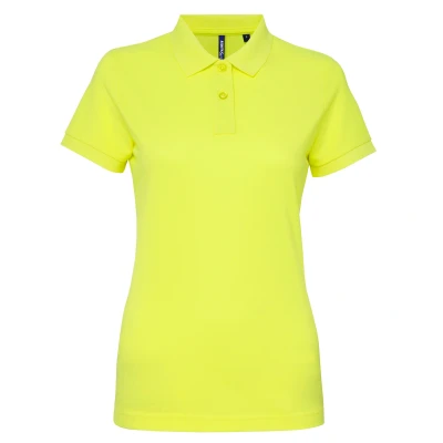 Image of Asquith &amp; Fox Womens/Ladies Short Sleeve Performance Blend Polo Shirt (Neon Yellow) Multicolour Size Large
