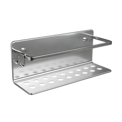 Image of TATAY Bathroom basket Collection Serenity, Made of Aluminium, Color Silver. Measures 12x30x10 cm