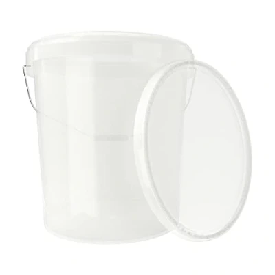 Image of Bucket with Lid 16 Litres Natural Food Safe Airtight and Stable, Empty Handle Closure for Chemistry Wall Paint Washing Powder Adhesives Suitable