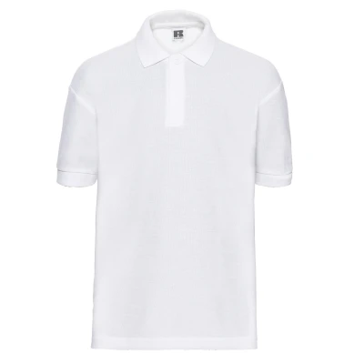 Image of Russell Athletic Childrens Unisex Childrens/Kids Pique Polo Shirt (White) Size 11 12Y
