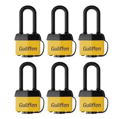 Image of Guliffen Weatherproof Laminated Steel Locks with Keys,6 Pack Padlocks Same Key for Outdoor Use