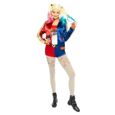Image of Amscan 9906157 Women&#039;s Official DC Comics Harley Quinn Suicide Squad Adults Fancy Dress Costume Size: 8 10