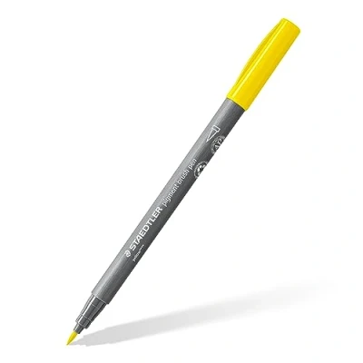Image of STAEDTLER 371 1 Pigment Arts Brush Pen Yellow (Box of 10)